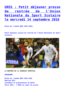 Petit déjeuner presse de rentrée de l`Union Nationale du Sport