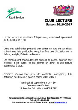 club lecture - Rezé Seniors