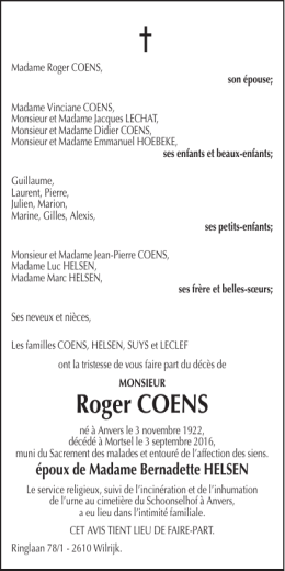 Roger COENS - Uitvaartzorg Michael Deleu