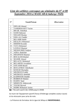 Liste des arbitres convoques au séminaire du 07 et 08 Septembre