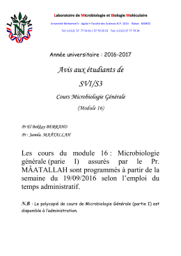 AVIS AUX SVI 3 2016 - Faculté des Sciences Rabat