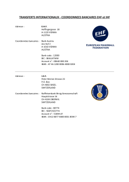 Coordonnées bancaires EHF et IHF