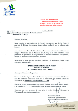 Copie du courrier adressé A l`attention des membres du CNLF