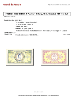 FRENCH INDO-CHINA, 1 Piastre = 1 Dong, 1943, Undated, KM:104