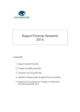 Rapport Financier Semestriel 2016