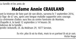 Madame Annie CRAULAND
