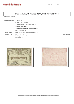 France, Lille, 10 Francs, 1914, TTB, Pirot:59-1604