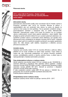 Plánovaná stavba V413: vedení 400 kV Prosenice – Hradec východ