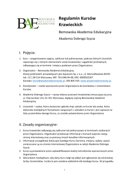 Regulamin zajęć (plik PDF) - Bemowska Akademia Edukacyjna