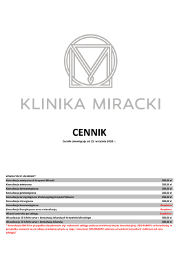 cennik - Klinika Miracki Warszawa