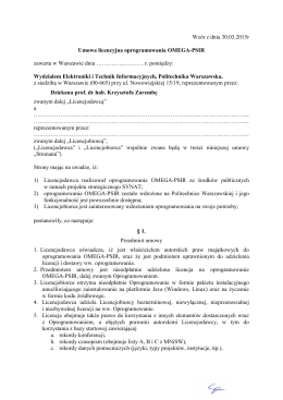 propozycja umowy licencyjnej - Omega-PSIR