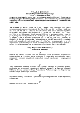 Uchwała Nr 213/4291 /16 Zarządu Województwa Podkarpackiego z