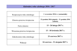 Kalendarz roku szkolnego 2016/2017