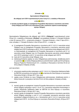 1 Zgromadzenie Obligatariuszy dla obligacji serii I/2014