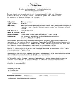 Appel d`offres VILLE DE MONTRÉAL Direction générale adjointe