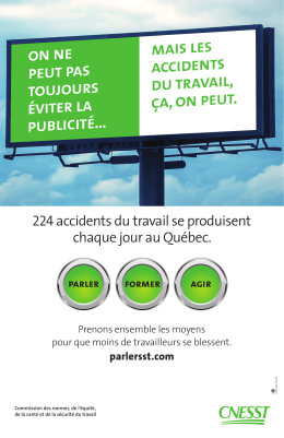 224 accidents du travail se produisent chaque jour au Québec.