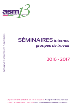 Livret Séminaires internes - Groupes de travail 2016 2017
