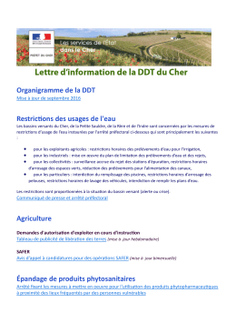 DDT 18 - Lettre d`informations 2014 - semaine 43