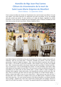 Homélie de Mgr Jean-Paul James Clôture du tricentenaire de la