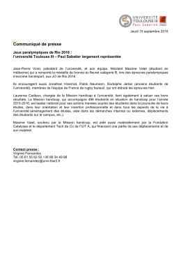 Communiqué de presse - Université Toulouse III