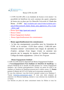 Bonus UFR ALLSH - Aix-Marseille Université