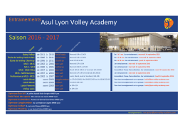 Créneaux Asul Lyon Volley Academy 2016 - 2017
