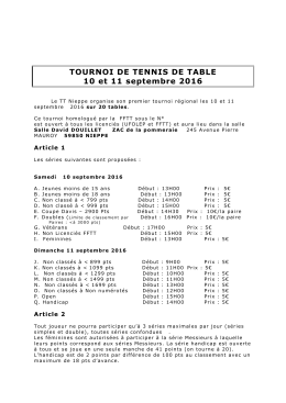 TOURNOI DE TENNIS DE TABLE 10 et 11