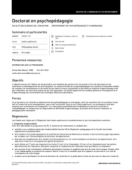 Doctorat en psychopédagogie
