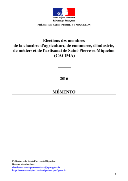 Mémento élections CACIMA - Portail de l`Etat à Saint
