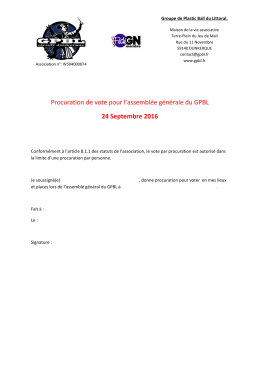 Procuration de vote pour l`assemblée générale du GPBL 24