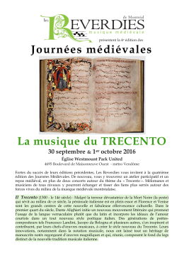 Journées médiévales La musique du TRECENTO