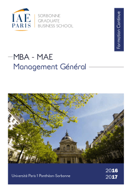 MBA - MAE Management Général