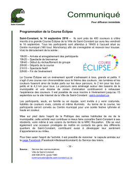 Programmation de la Course Éclipse - Ville de Saint