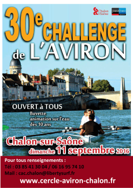 30e Challenge de l`aviron - Cercle de l`Aviron de Chalon