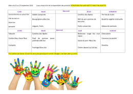 Menu du 12 au 23 septembre