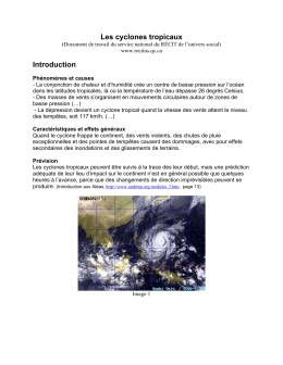 Les cyclones tropicaux Introduction