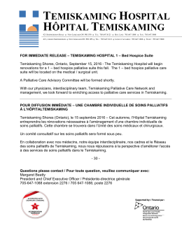 20160912 Media Release Temiskaming Hospital Hospice Suite