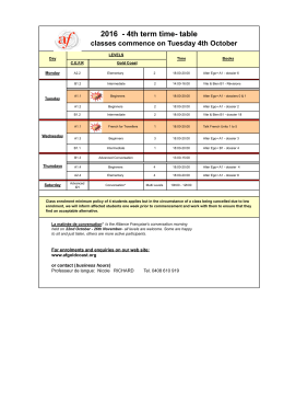4th term timetable - Alliance Francaise de la Gold Coast