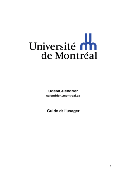Guide - Calendrier - Université de Montréal