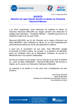 SOCIETE Réaction de Jean-Claude Gaudin au décès du Chanoine