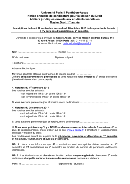 Université Paris II Panthéon-Assas Notice annuelle de candidature