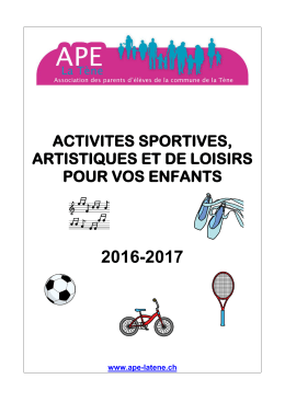 Activités sportives et artistiques - Association des parents d`élèves