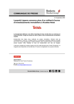 COMMUNIQUE DE PRESSE Leopold Lippens annonce