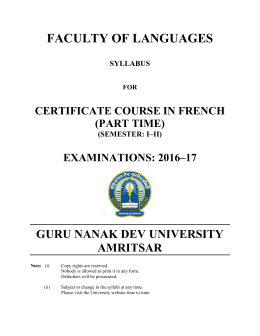 faculty of languages - Guru Nanak Dev University
