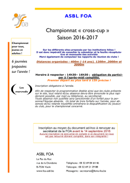 Championnat « cross-cup » Saison 2016-2017