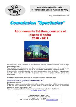 Abonnements théâtres, concerts et places d`opéra 2016