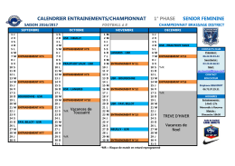 calendrier entrainements/championnat 1° phase senior feminine