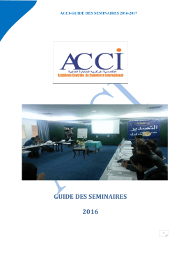 guide des seminaires 2016 - Académie Centrale du Commerce
