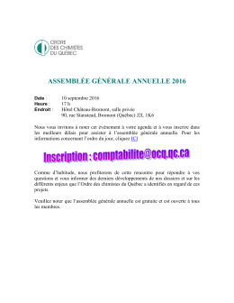Inscription AGA 2016 - Ordre des chimistes du Québec