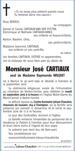 Monsieur José CARTIAUX